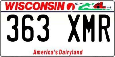 WI license plate 363XMR