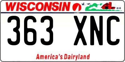 WI license plate 363XNC