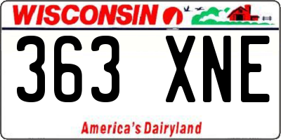 WI license plate 363XNE