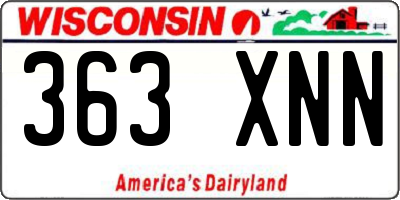 WI license plate 363XNN