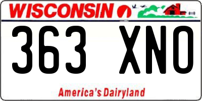WI license plate 363XNO