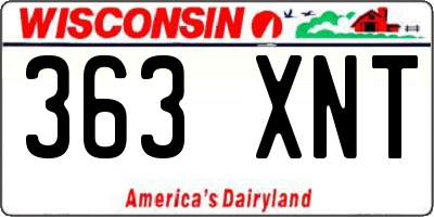 WI license plate 363XNT