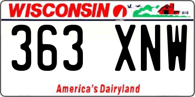 WI license plate 363XNW