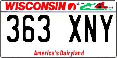 WI license plate 363XNY
