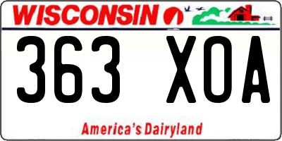 WI license plate 363XOA