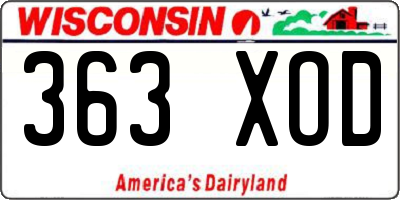 WI license plate 363XOD