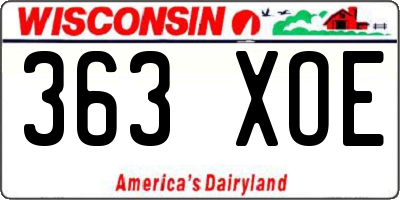 WI license plate 363XOE