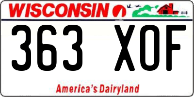 WI license plate 363XOF