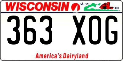 WI license plate 363XOG