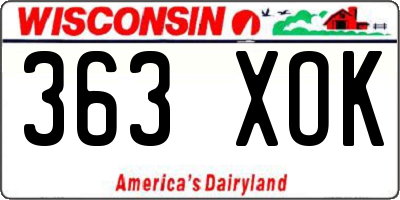 WI license plate 363XOK
