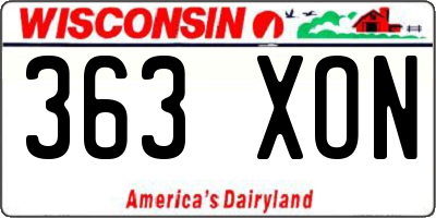 WI license plate 363XON