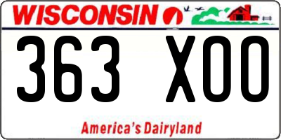 WI license plate 363XOO