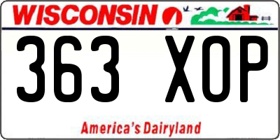 WI license plate 363XOP