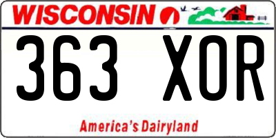 WI license plate 363XOR