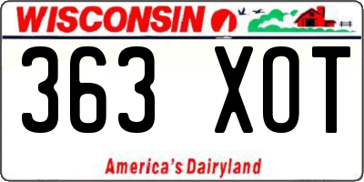 WI license plate 363XOT