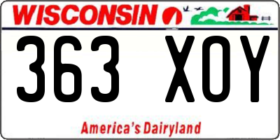 WI license plate 363XOY
