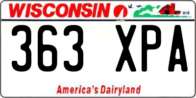 WI license plate 363XPA