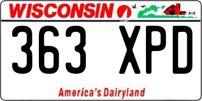 WI license plate 363XPD