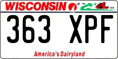 WI license plate 363XPF