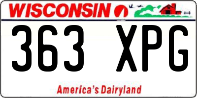 WI license plate 363XPG