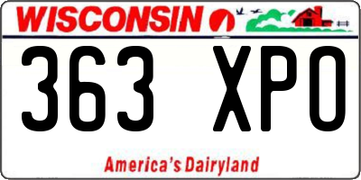 WI license plate 363XPO