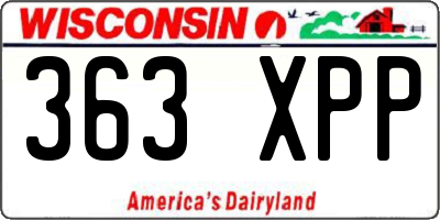 WI license plate 363XPP
