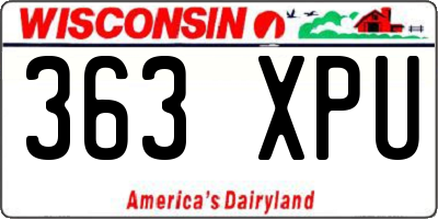 WI license plate 363XPU