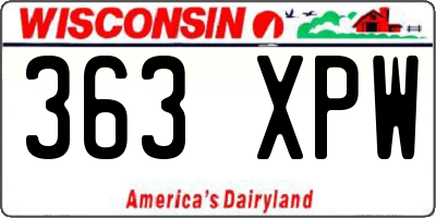 WI license plate 363XPW