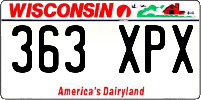 WI license plate 363XPX