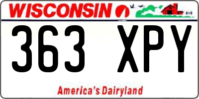 WI license plate 363XPY