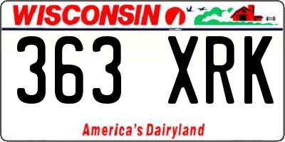 WI license plate 363XRK