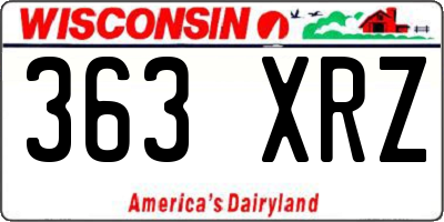 WI license plate 363XRZ