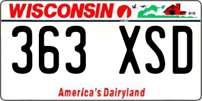WI license plate 363XSD