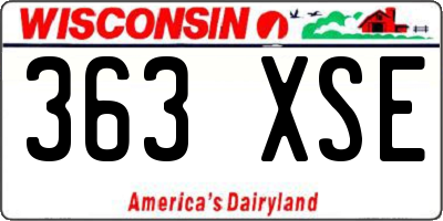 WI license plate 363XSE
