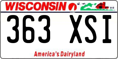 WI license plate 363XSI