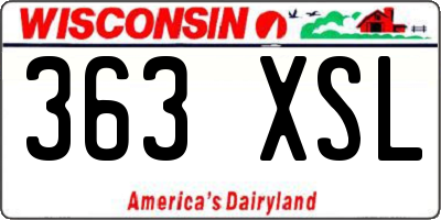 WI license plate 363XSL