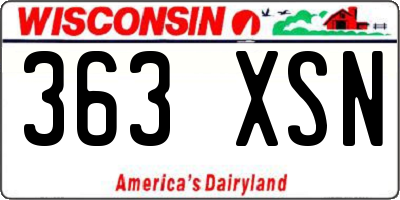 WI license plate 363XSN