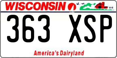 WI license plate 363XSP