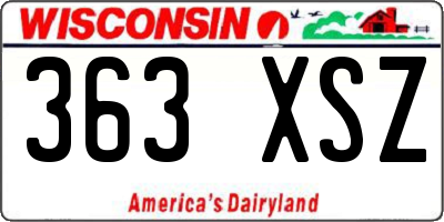 WI license plate 363XSZ