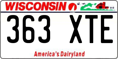 WI license plate 363XTE