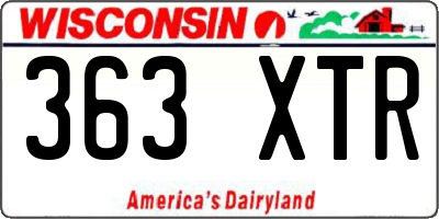 WI license plate 363XTR