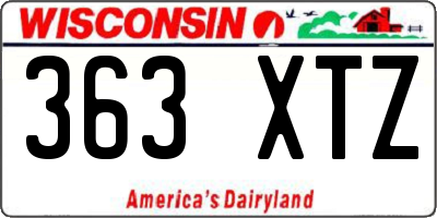 WI license plate 363XTZ