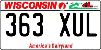 WI license plate 363XUL