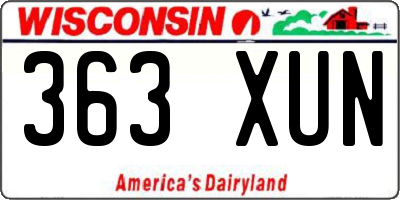 WI license plate 363XUN