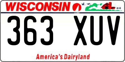 WI license plate 363XUV