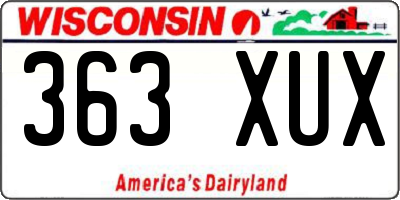 WI license plate 363XUX