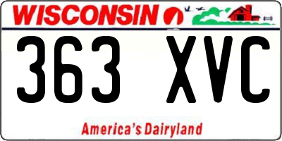WI license plate 363XVC