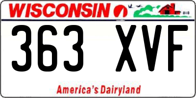 WI license plate 363XVF