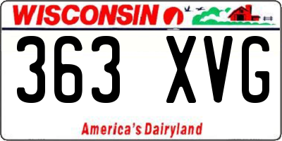 WI license plate 363XVG