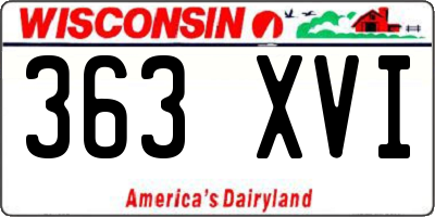 WI license plate 363XVI